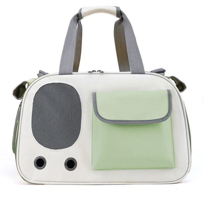 A foldable canvas pet shoulder bag in yellow colour, shown with a single strap.