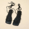 Women's ankle ring bandage flat sandals with front lace-up in three colour options