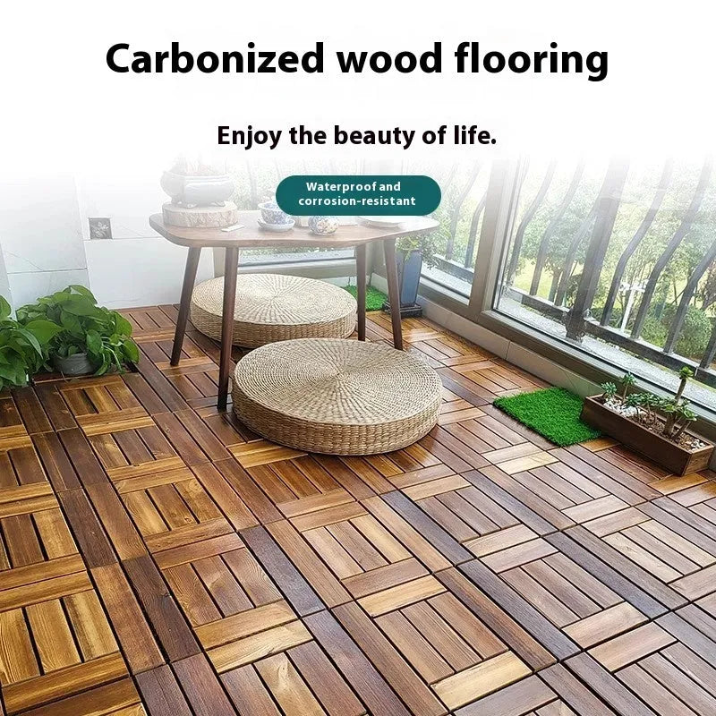 Camphor pine wood flooring tiles 30x30cm for balcony indoor outdoor use