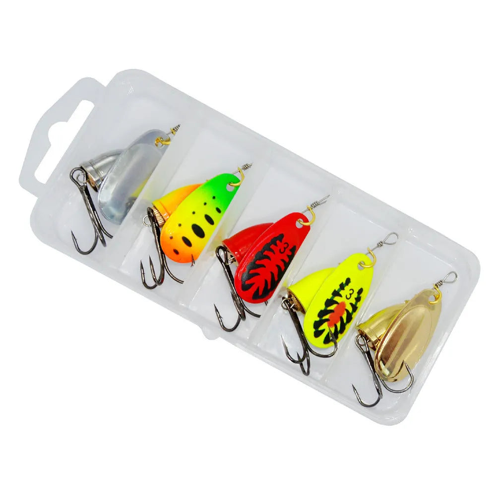 R composite rotating sequins copper bell metal fishing lure in seven colour options including rose gold and yellow green