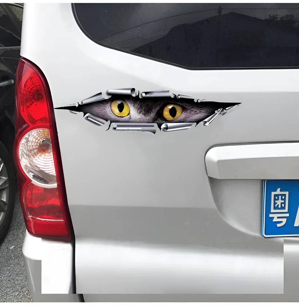 3D Tiger Eye or Eagle Eye pattern car door decoration sticker 10x35cm on vehicle surface