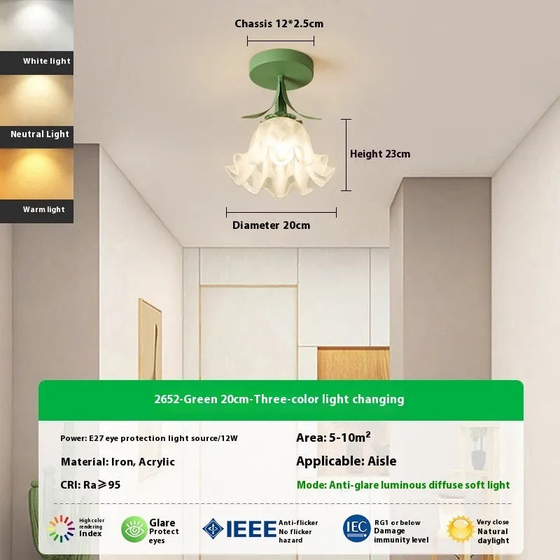 Cream coloured modern corridor light fixture with Linglan Flower design and remote control.