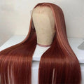Straight 13x4 human hair lace front wig for ladies hand woven natural style side bangs