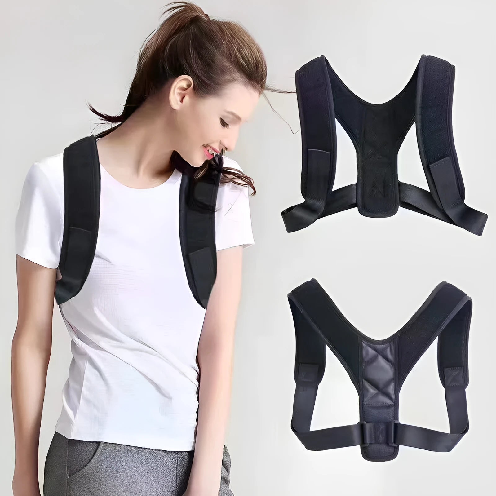 Adjustable nylon posture correction band for back support and sitting posture improvement