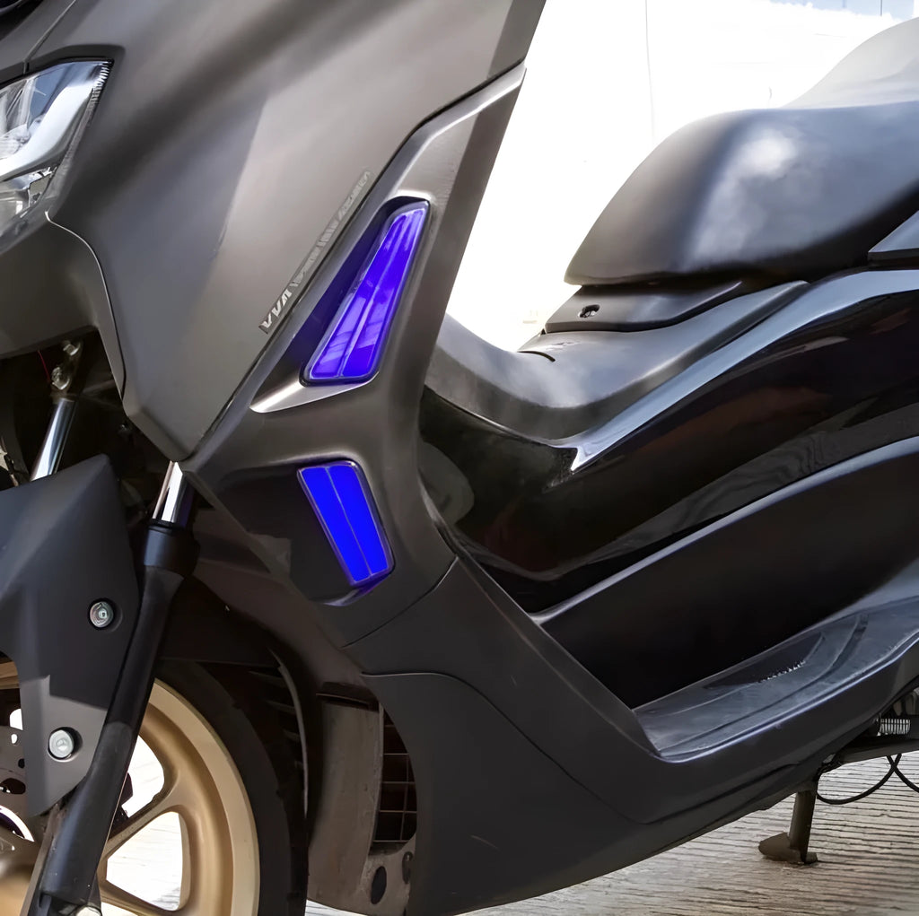 Yamaha NMAX155 LED turn signal steering light kit in white yellow, blue yellow, or red yellow colours