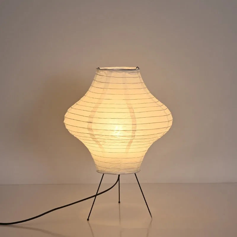 Japanese style table lamp with xuan paper shade and tricolour lighting, 45cm height