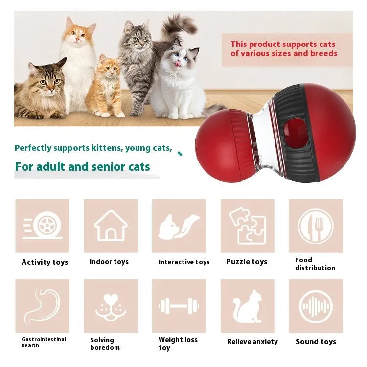 Plastic rotating cat food dropping ball toy with sound effects in super ball colour