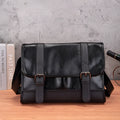 Black Korean style commuter backpack with anti-theft features and sewing thread detailing
