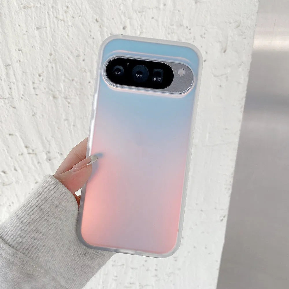 Transparent laser frosted matte phone case for Google models with magnetic feature.