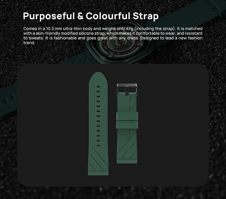 Black smartwatch sports bracelet with a square 1.32-inch colour screen on a silicone wristband.