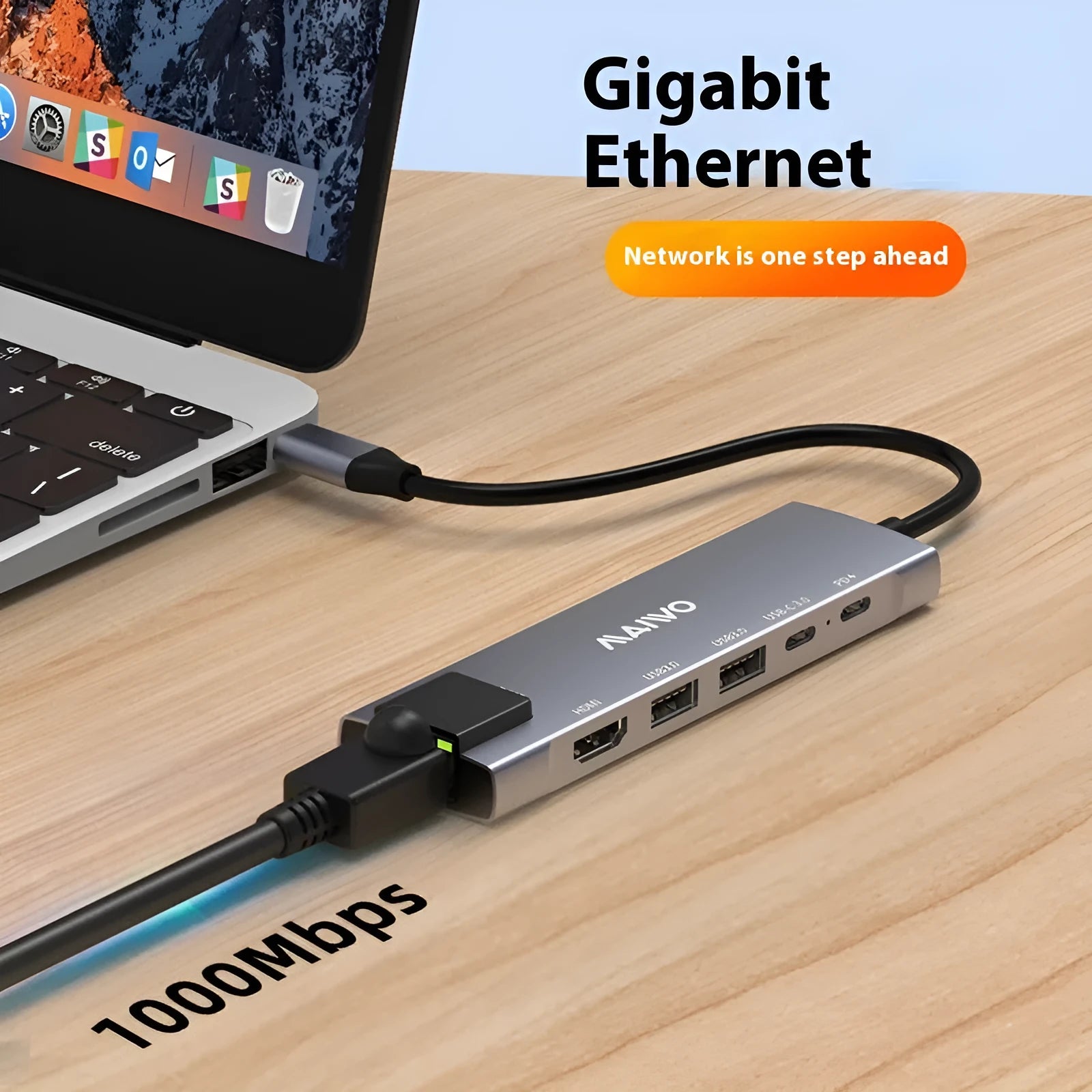 KH06RH1 Steam Deck six-in-one docking station with aluminium shell showing Type-C, HDMI, USB, and ethernet ports