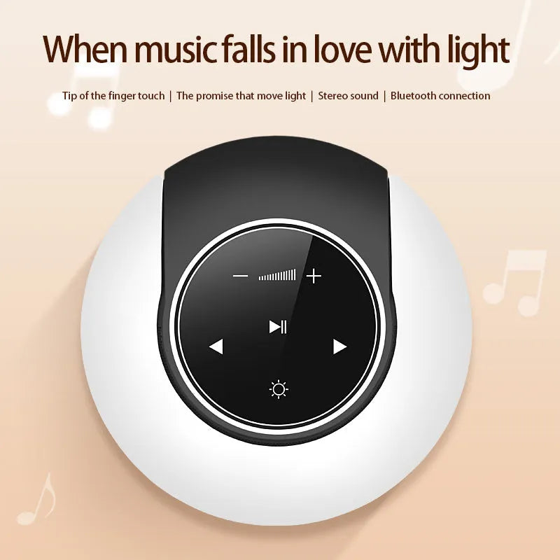 Bluetooth speaker desk lamp with touch controls, foldable design and LED lighting in three colour options