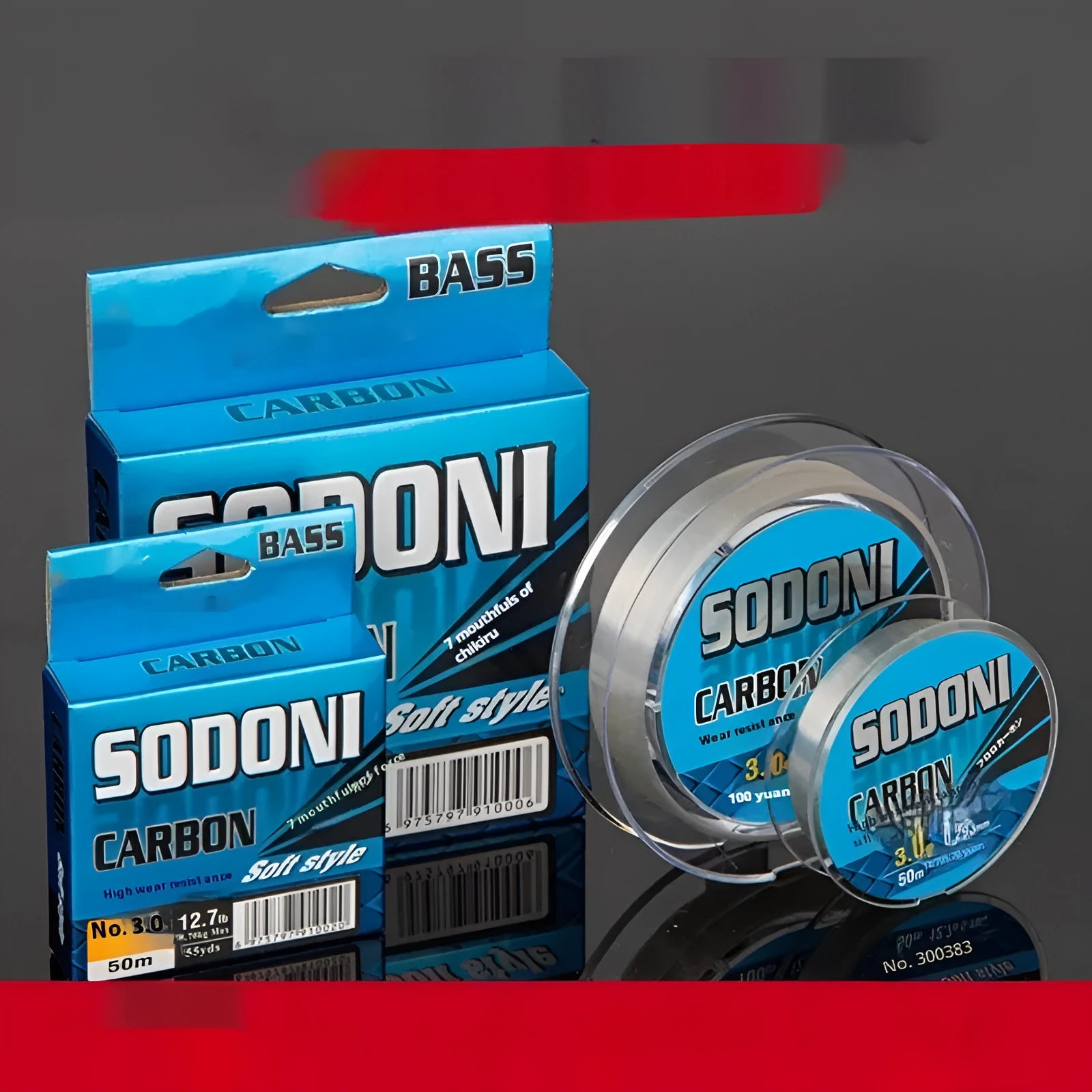 SODONI soft carbon fishing line full carbon 50m pack spool with line number options