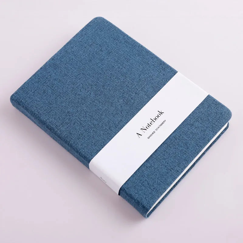 Wire-bound notebook with cloth cover, 132 pages, small size, blue colour