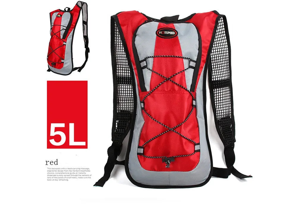 Lightweight waterproof outdoor sports backpack in black with shoulder strap for running and off-road cycling