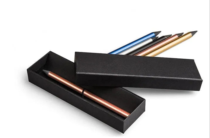 Inkless metal pen with alloy steel nib in choice of black, blue, gold, rose gold or silver colours