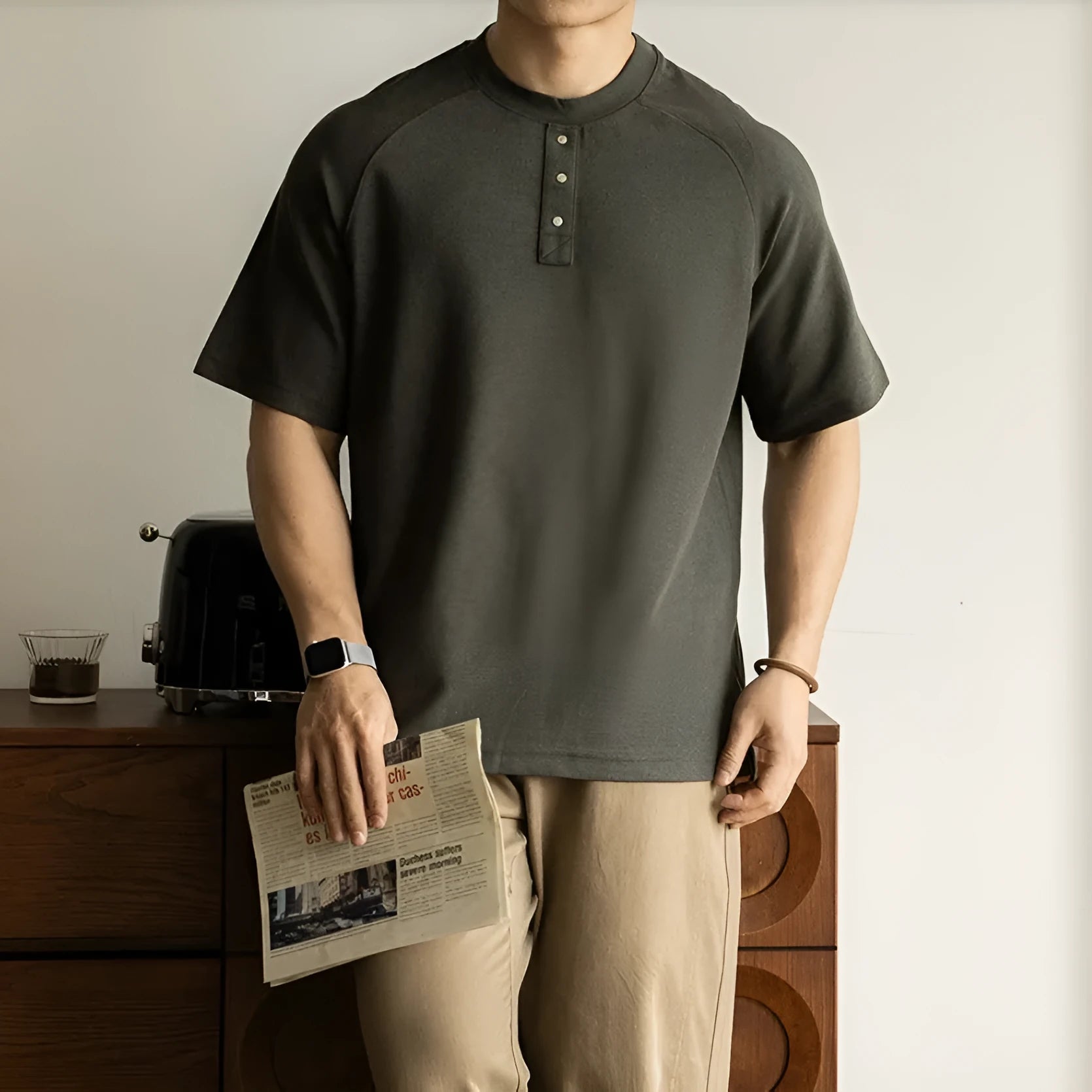 Women's loose-fitting casual pullover top with terry texture fabric and raglan sleeves