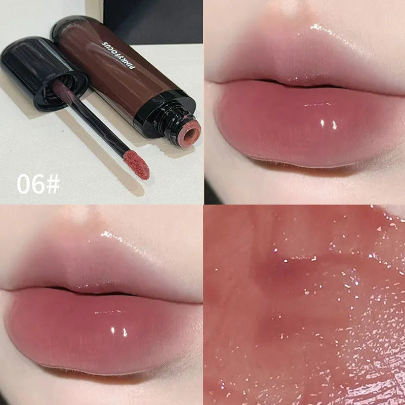 Black shiny Mirror Lip Paint lacquer with six Black Citrus colour options including tomato and sweet potato shades