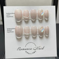 Blush coloured handmade wear manicure nail art stickers set showing short ladder A design