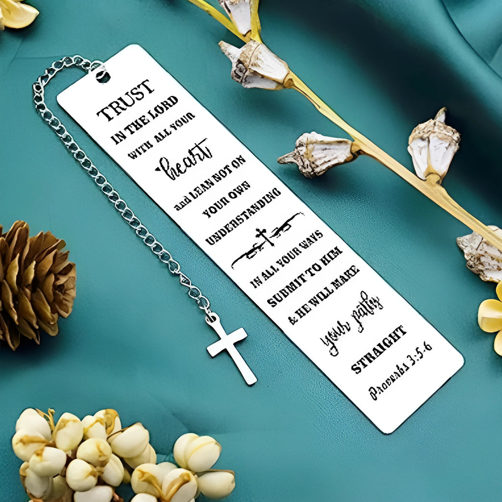 Stainless steel Bible bookmark with engraved scripture verses in European style design