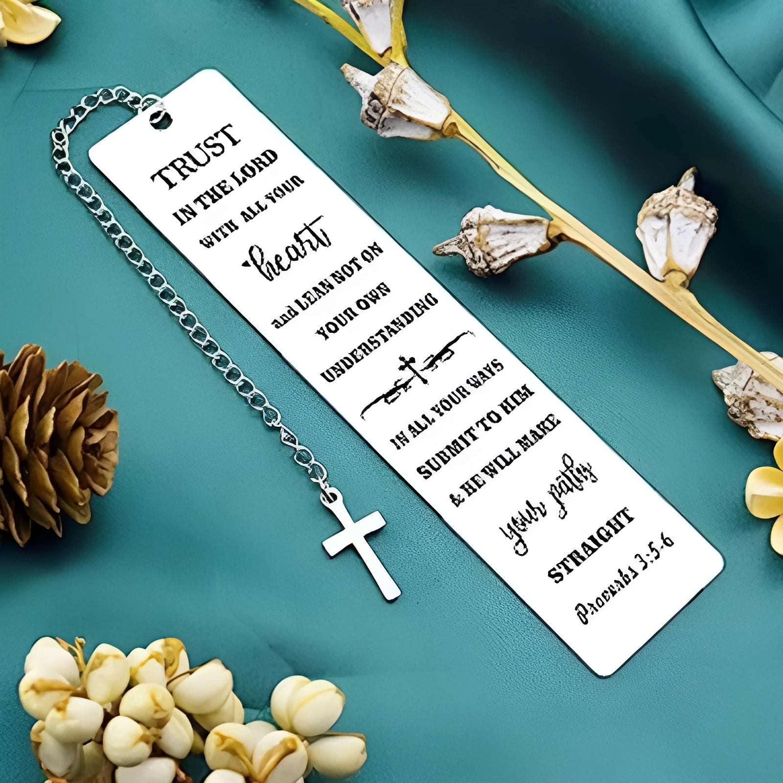 Stainless steel Bible bookmark with engraved scripture verses in European style design