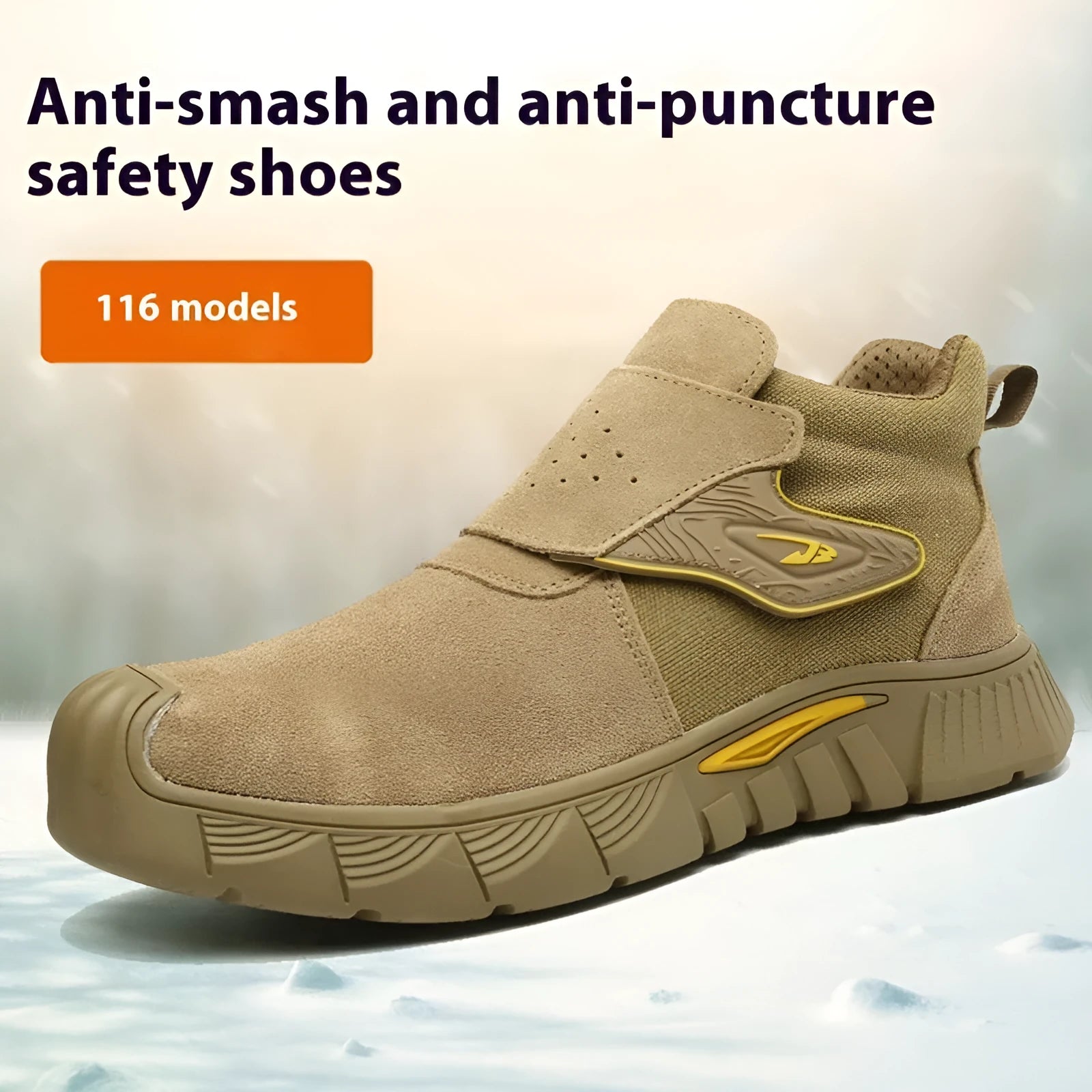 Men's lightweight labour protection shoes with leather upper and safety toe in brown colour