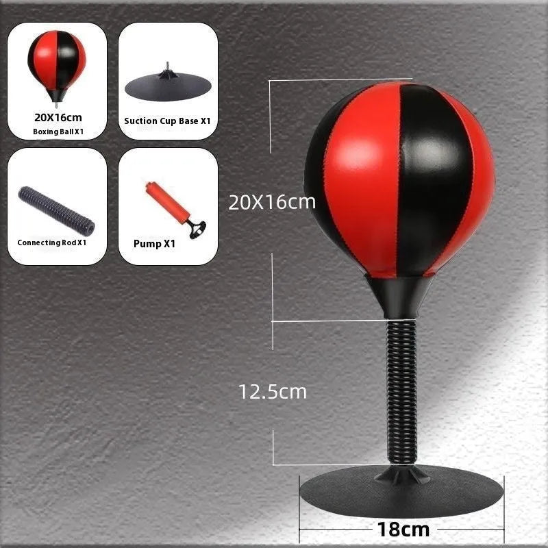 Tabletop boxing speed ball with suction cup base and inflatable PU leather sphere