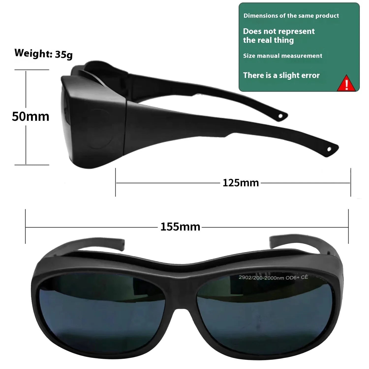 PC protective goggles for laser and optical radiation safety from 200 to 2000 nm