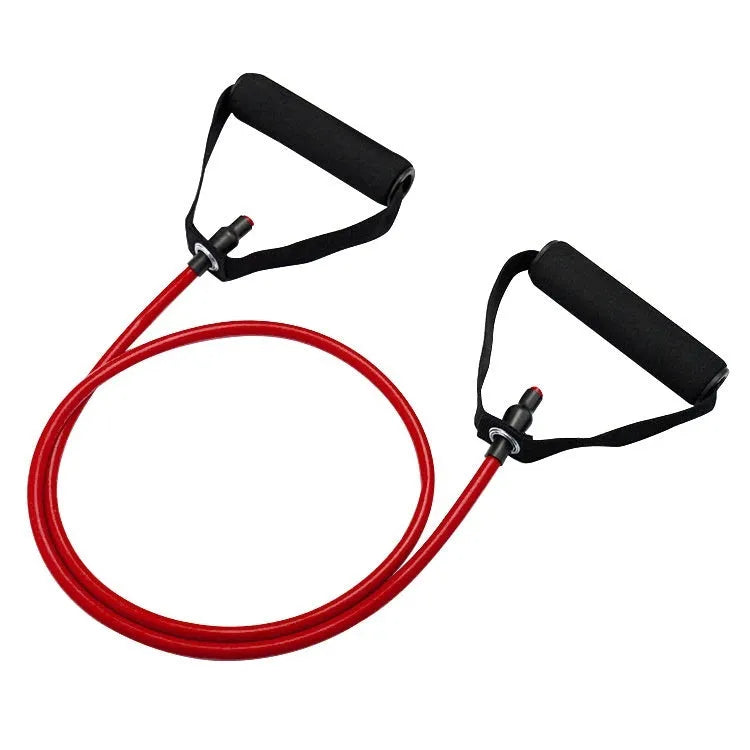 Adjustable chest expander with colour-coded TPE tension ropes showing yellow, green, red, blue, and black resistance levels