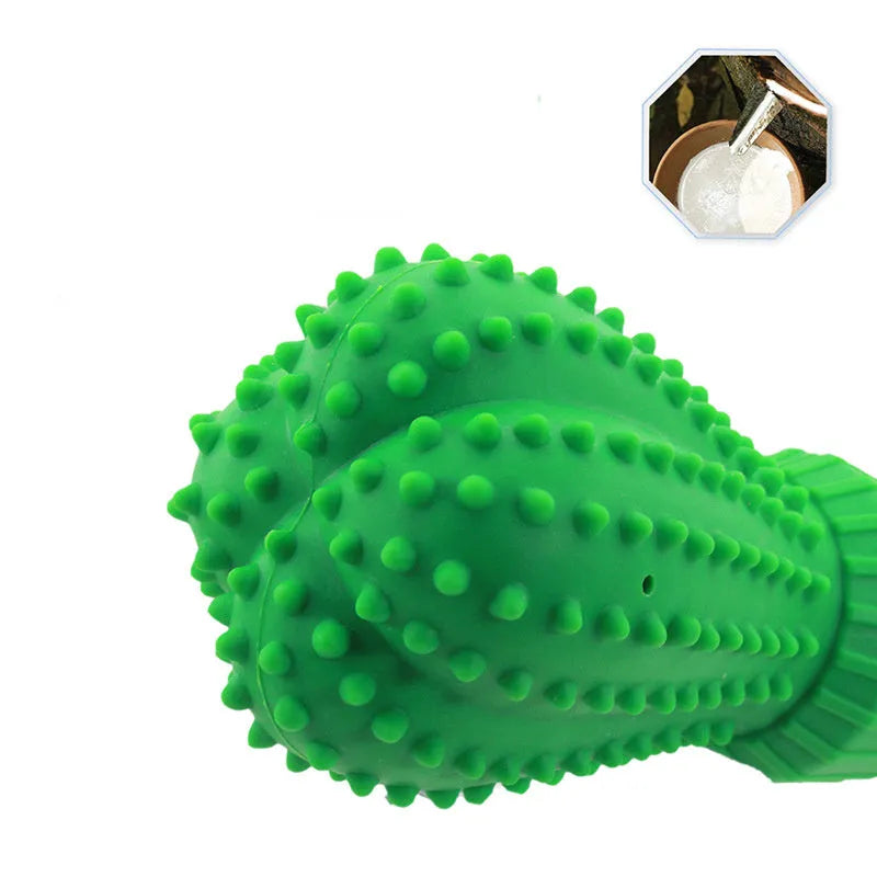Food grade rubber dog sound toy styled as a cactus for medium and large dogs
