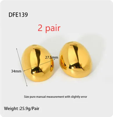 Geometric line ear studs with gold electroplated finish and glazed surface