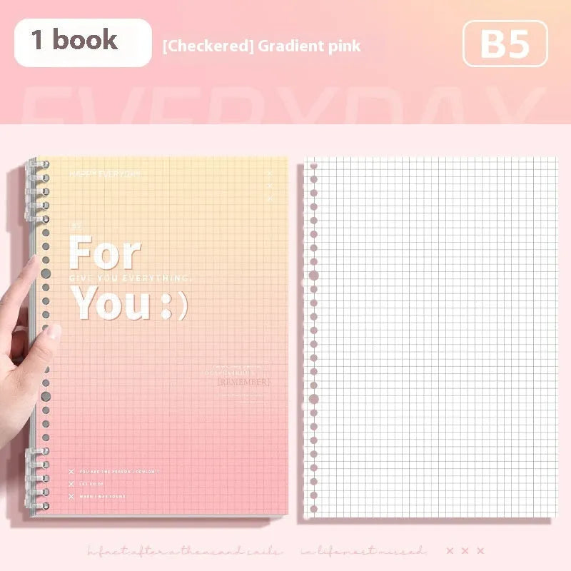 Gradient colour removable coil notebook showing spiral binding and PP cover