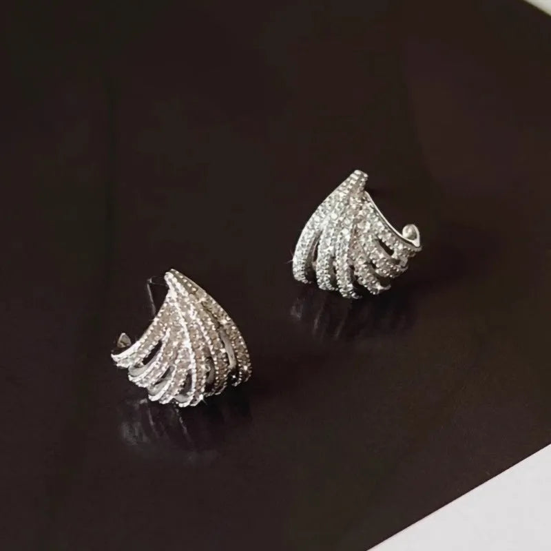 Women's geometric line design earrings with electroplated platinum finish