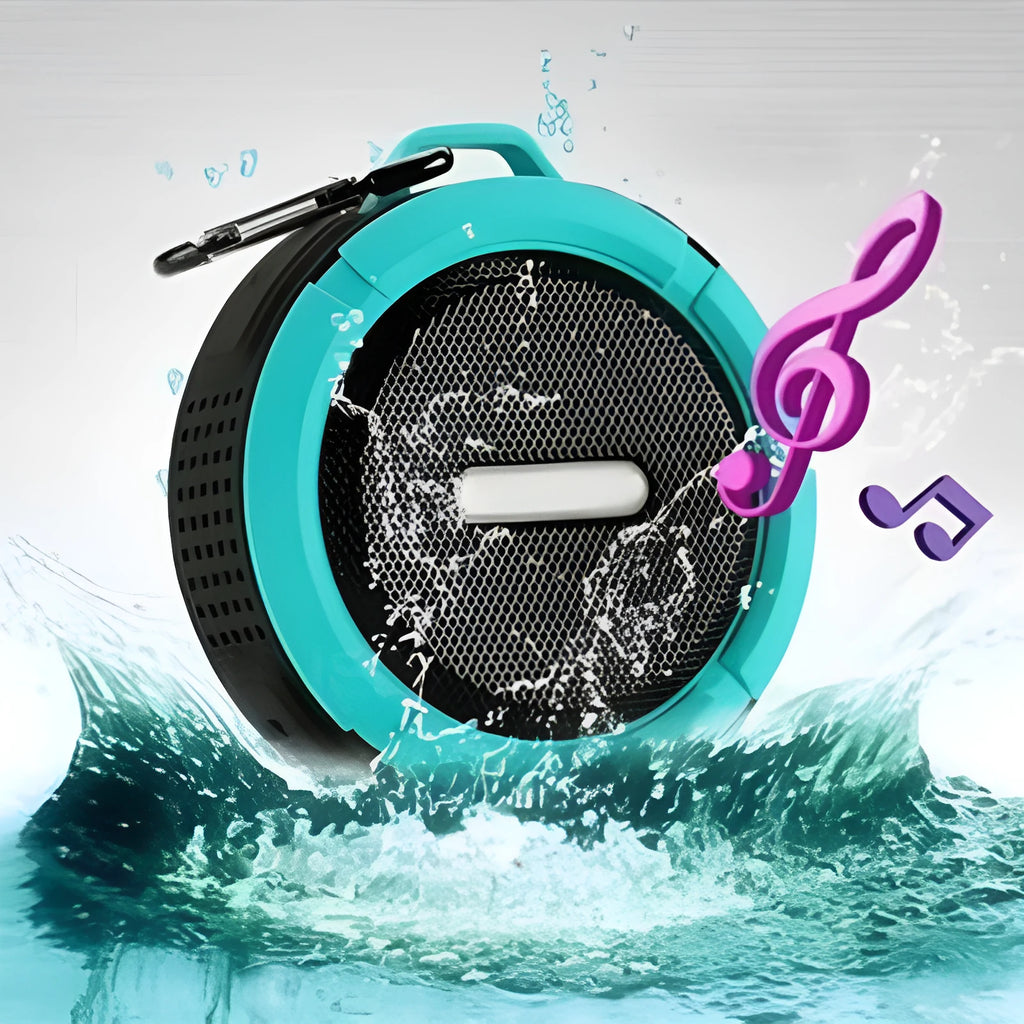 Waterproof portable Bluetooth speaker in multiple colours with mountaineering buckle attachment