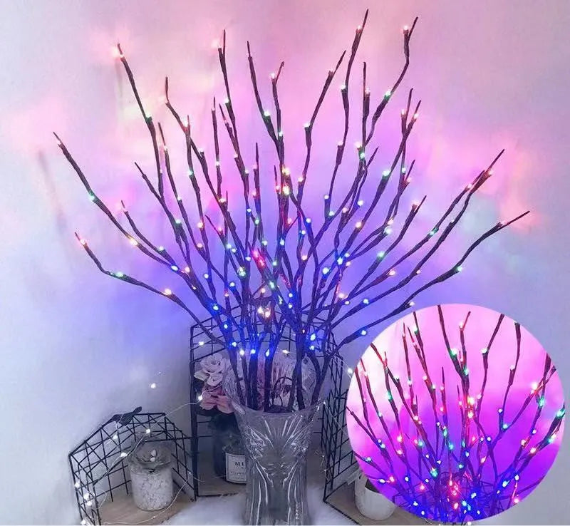 LED simulation branch tree light with adjustable colours in vase display