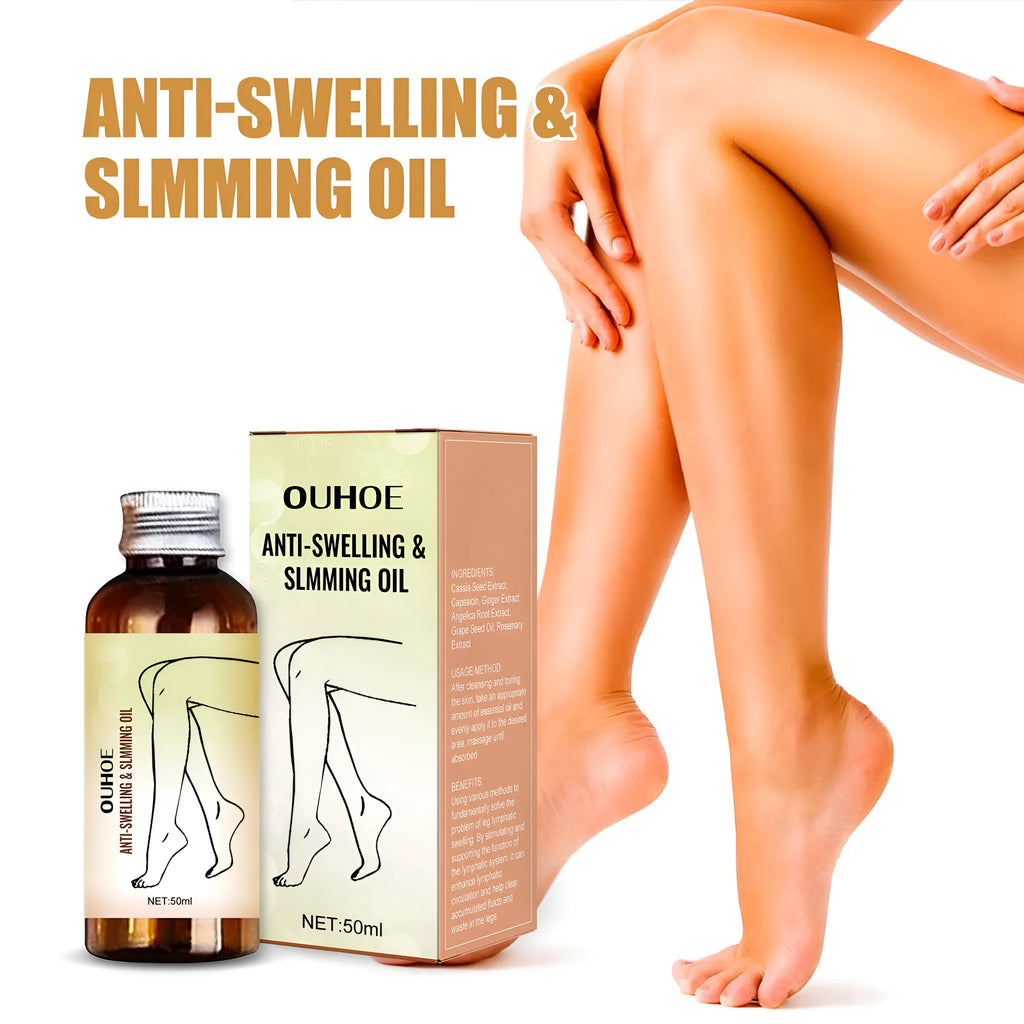 50ml bottle of moisturising essential oil with botanical extracts for body skin care and leg massage