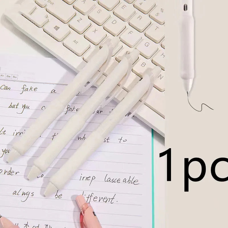 0.5mm Macaron colour press gel pen in smoked brown, white, and pink options.