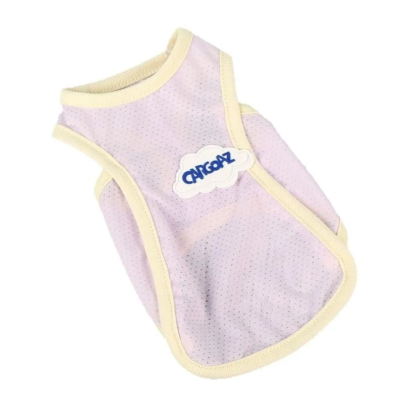 Lightweight polyester mesh cat vest in grass green colour with sports styling