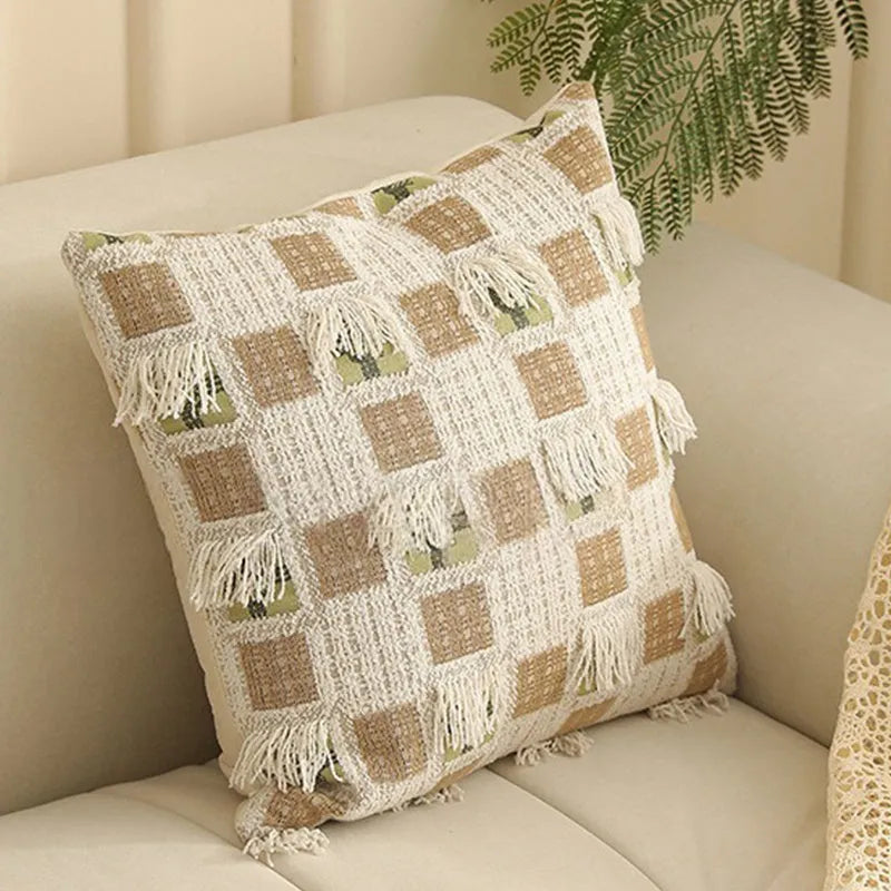 45cm square Jacquard pillow cover with a detailed retro floral pattern in multiple colour options.