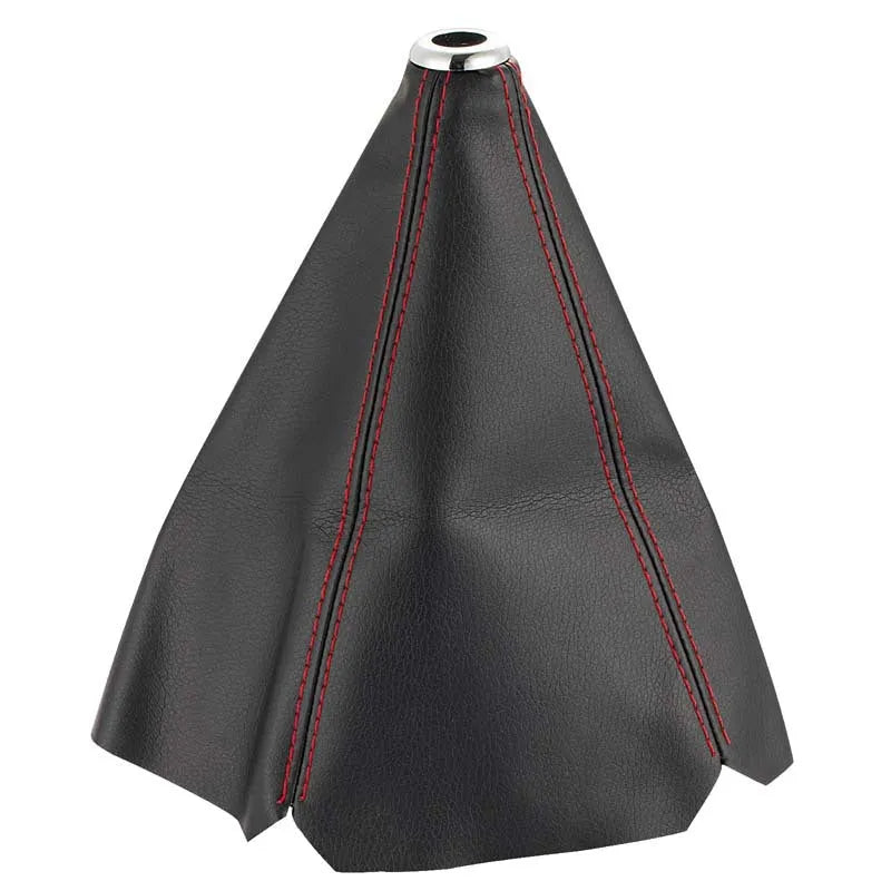 PU leather gear selector dust cover for General Motors cars in black, blue, red, yellow, and white line options.