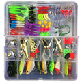 Junior entry-level fishing lure suit set in a hard black PP plastic storage box with multiple lures visible.