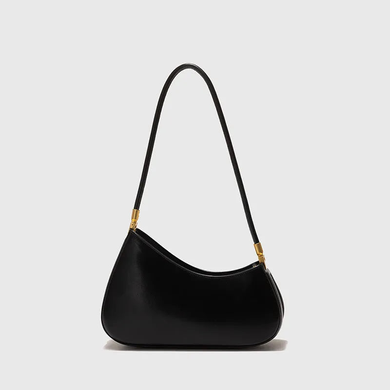 Women's oval retro underarm bag in PU leather with single strap and sewing line detailing