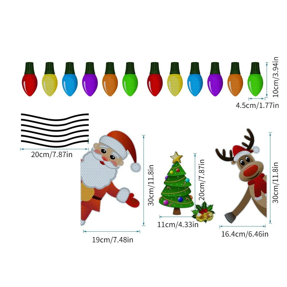 Christmas elk reflective magnetic car decoration sticker in RFM025 colour with 6-thread cartoon design