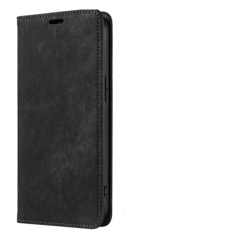 Magnetic flip leather phone case for iPhone in multiple colours showing front flap closed