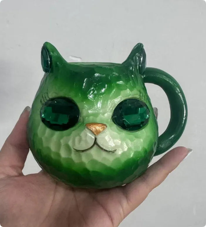 Resin cat cup decorative craft in American style design available in four colour options