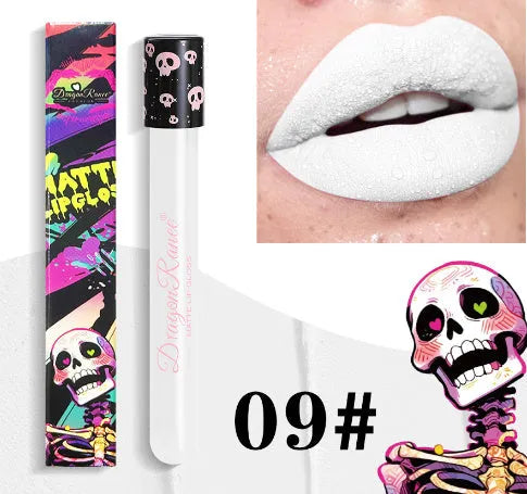 Halloween creative makeup retro matte gold silver lip gloss in test tube skull packaging