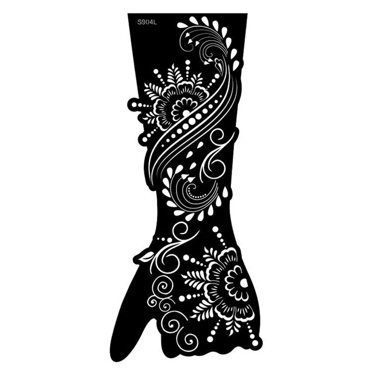 Geometric hollow template tattoo sticker with machine-cut edges and three-dimensional paper carving texture