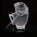 3D acrylic rose flower night light on ABS base with seven colour changing LED options.