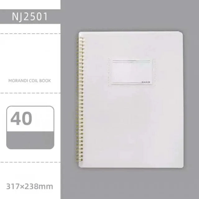 Morandi blue PP A4 coil file book with 20 display sheets on a white background