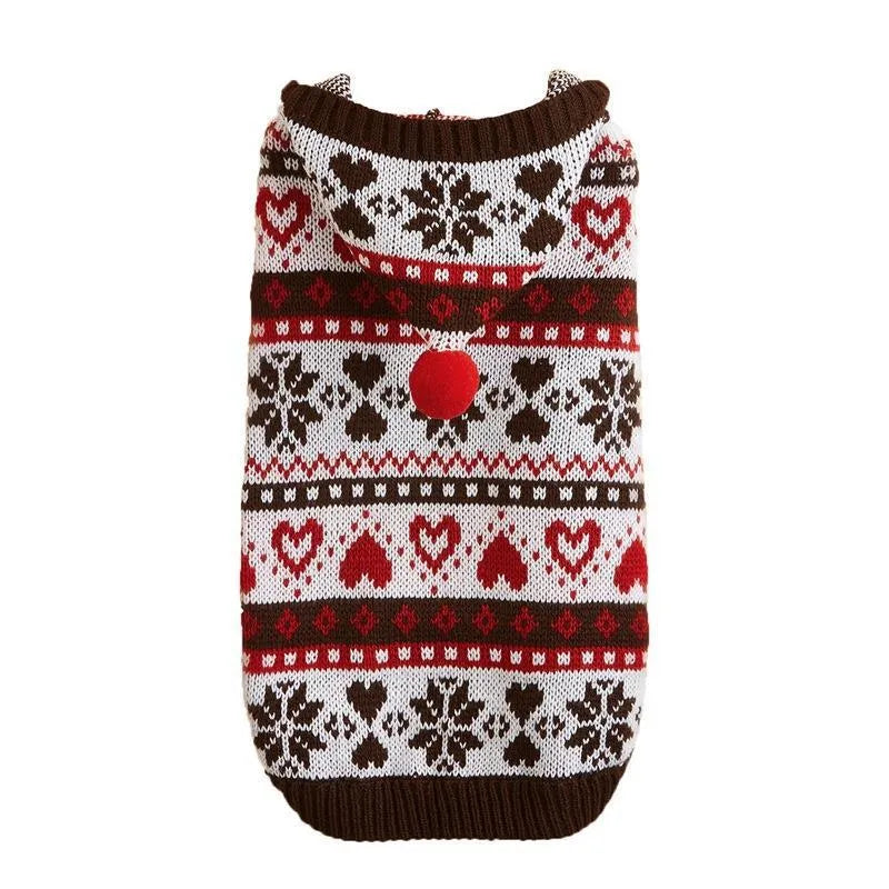 Pink blue grey striped camouflage snowflake love pattern knitted acrylic dog sweater for small breeds.